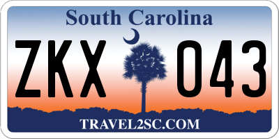 SC license plate ZKX043