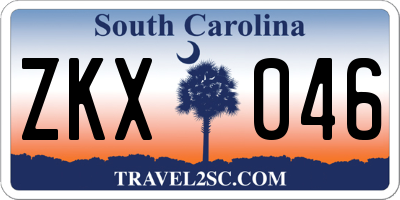 SC license plate ZKX046