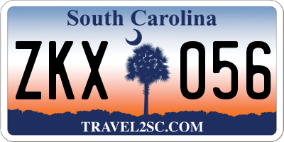 SC license plate ZKX056