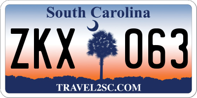 SC license plate ZKX063