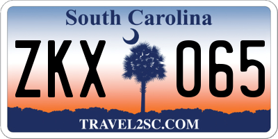 SC license plate ZKX065