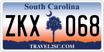 SC license plate ZKX068