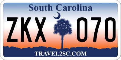 SC license plate ZKX070