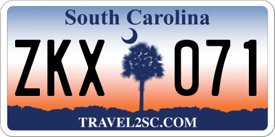 SC license plate ZKX071