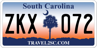 SC license plate ZKX072