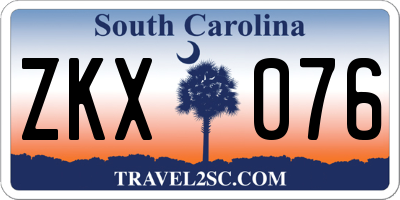 SC license plate ZKX076