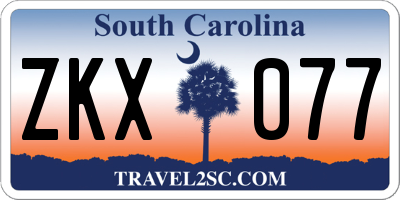 SC license plate ZKX077