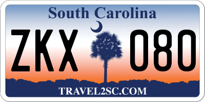 SC license plate ZKX080