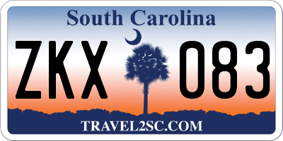 SC license plate ZKX083