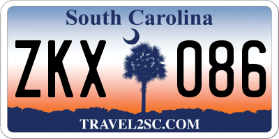 SC license plate ZKX086