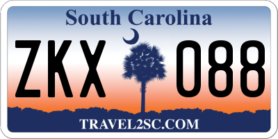 SC license plate ZKX088