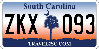 SC license plate ZKX093