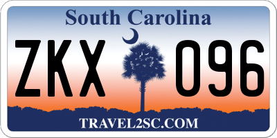 SC license plate ZKX096