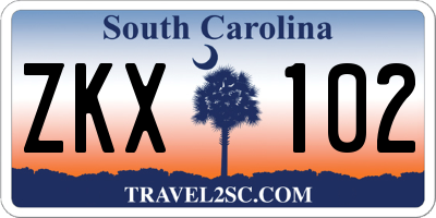 SC license plate ZKX102