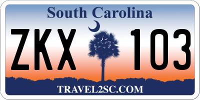 SC license plate ZKX103