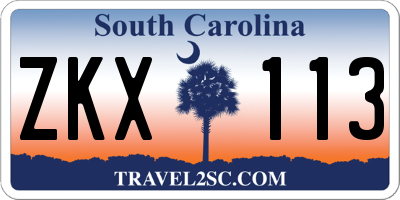 SC license plate ZKX113