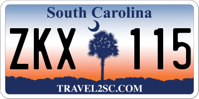 SC license plate ZKX115