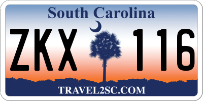 SC license plate ZKX116