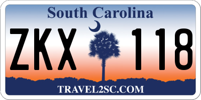SC license plate ZKX118