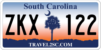SC license plate ZKX122