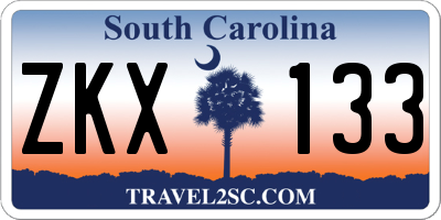 SC license plate ZKX133