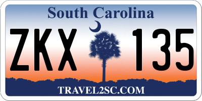 SC license plate ZKX135