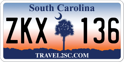 SC license plate ZKX136