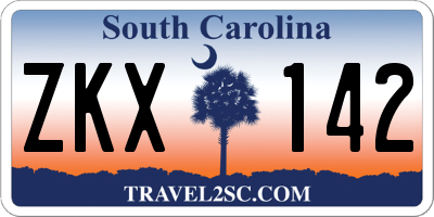 SC license plate ZKX142