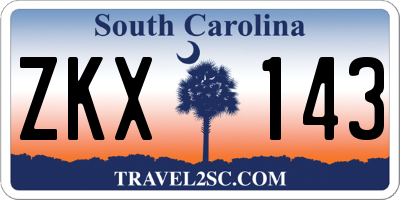 SC license plate ZKX143