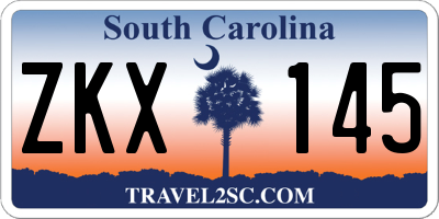 SC license plate ZKX145