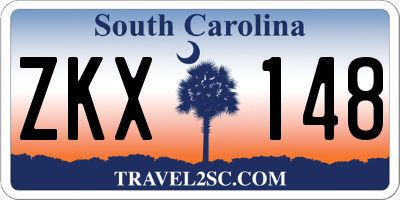 SC license plate ZKX148