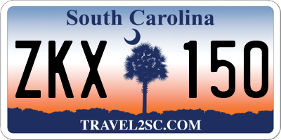 SC license plate ZKX150