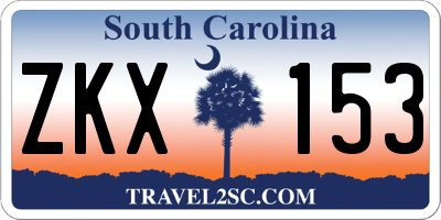 SC license plate ZKX153