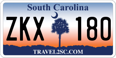 SC license plate ZKX180