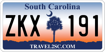 SC license plate ZKX191