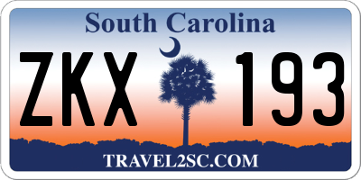 SC license plate ZKX193