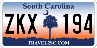 SC license plate ZKX194