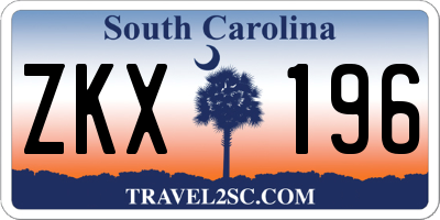 SC license plate ZKX196