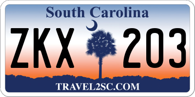 SC license plate ZKX203