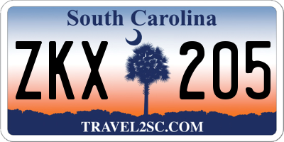 SC license plate ZKX205
