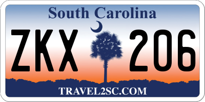 SC license plate ZKX206