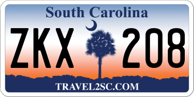 SC license plate ZKX208