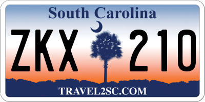 SC license plate ZKX210