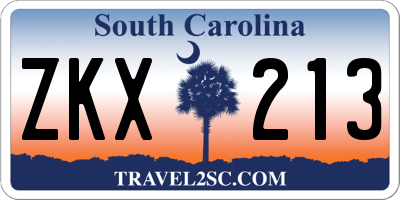 SC license plate ZKX213
