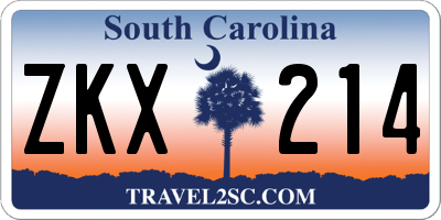SC license plate ZKX214