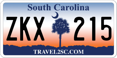 SC license plate ZKX215