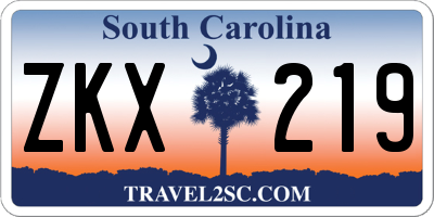 SC license plate ZKX219