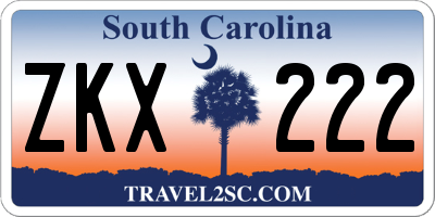 SC license plate ZKX222