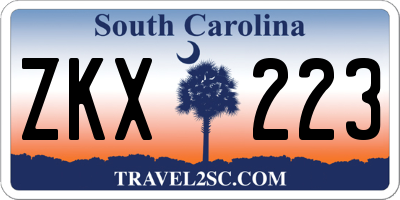 SC license plate ZKX223