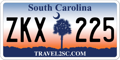 SC license plate ZKX225